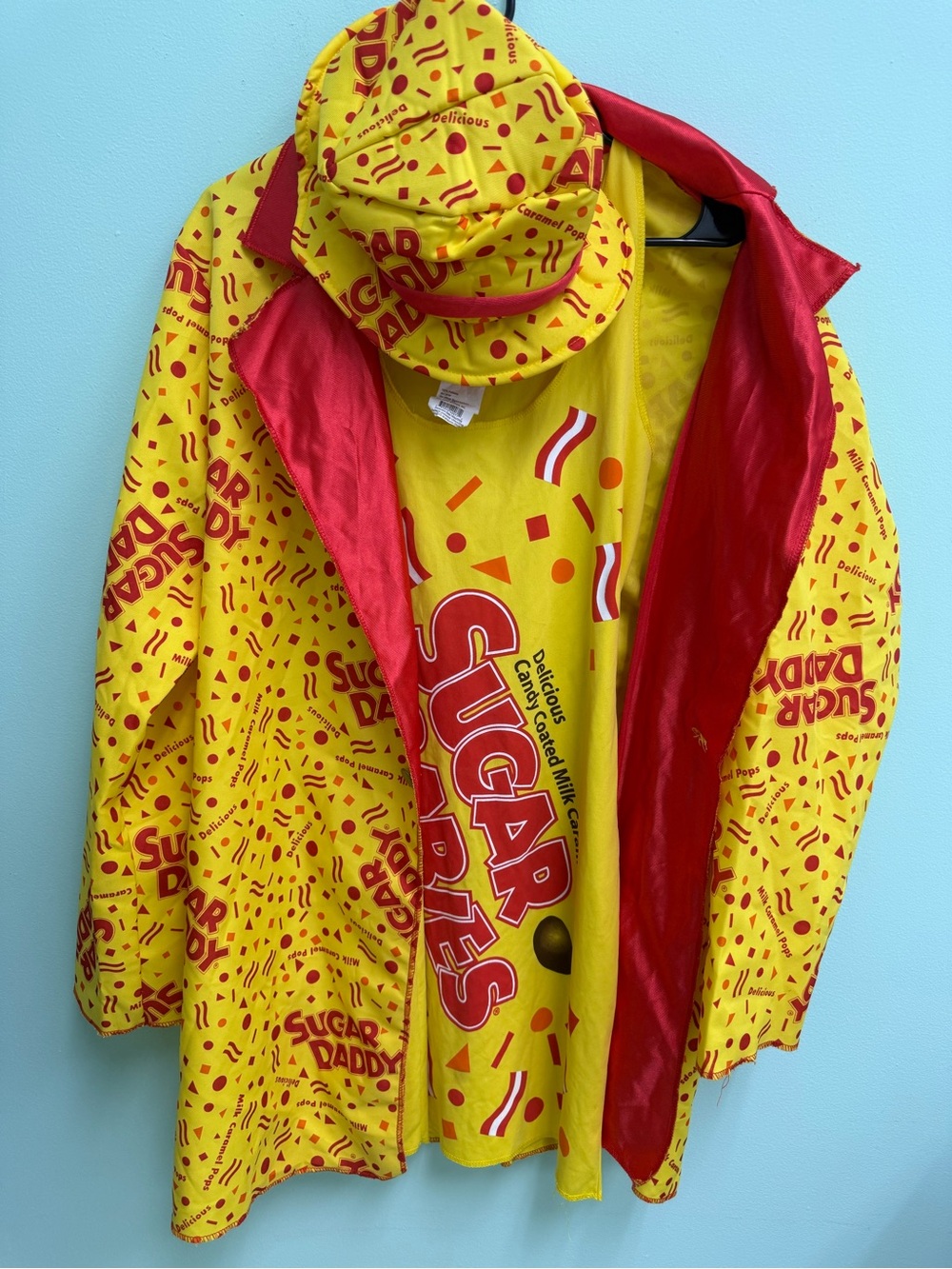 Unisex Couples Sugar Daddy & Babies Print Halloween Costume Jacket Hat & Dress M